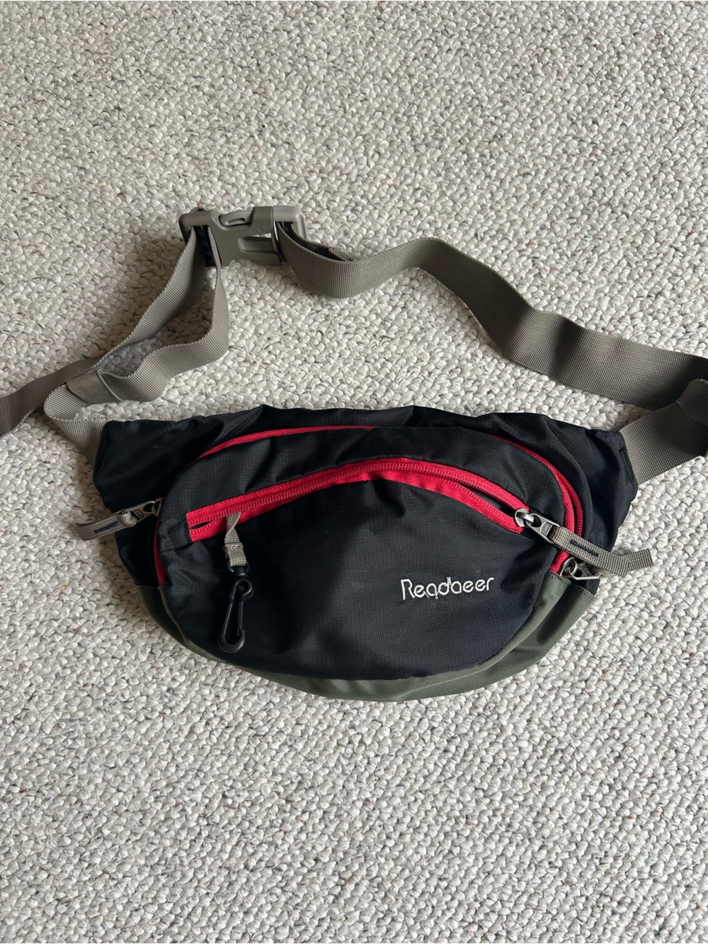 Men's Black Waist Bag with Red Accents